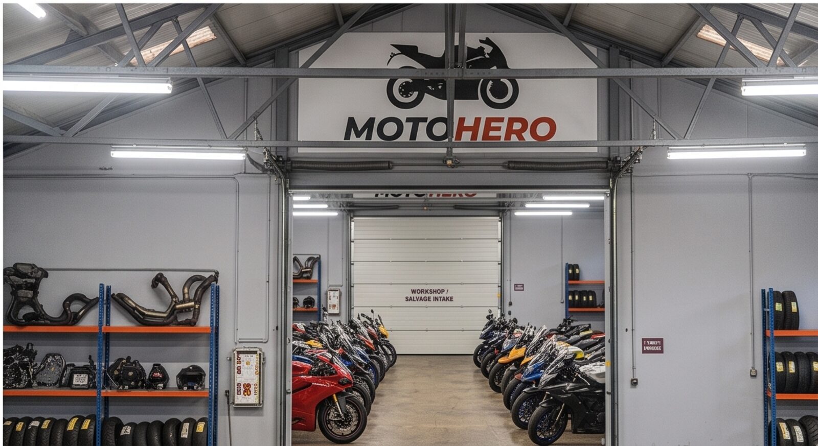 De werkplaats en opslag van MotoHero in Apeldoorn